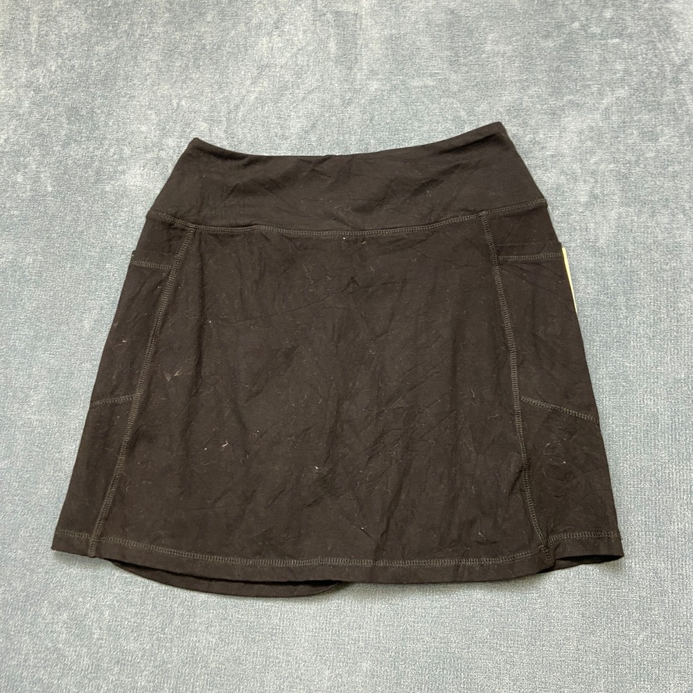 Natural Reflections A Line Skort Womens Medium Black Stretch Pull On Pockets